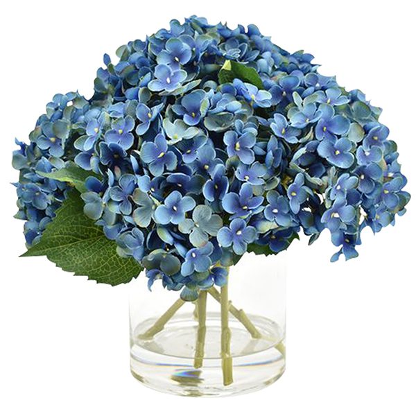 Blue Hydrangea in Cylinder Vase | best online flower delivery in mumbai ...