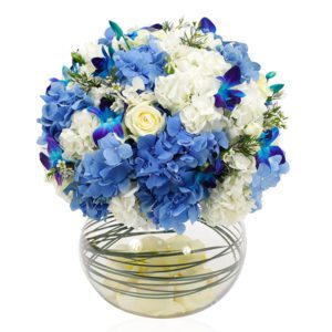 Hydrangea with Orchid in Vase | Online Flower Delivery Sites | Order Now at June Flower