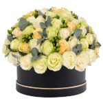 Buy Box of White and Peach Roses | flower bokeh for birthday | Online Flowers Delivery | JF